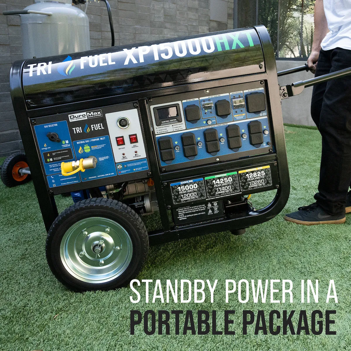 15,000 Watt Electric Start Tri-Fuel Portable Generator