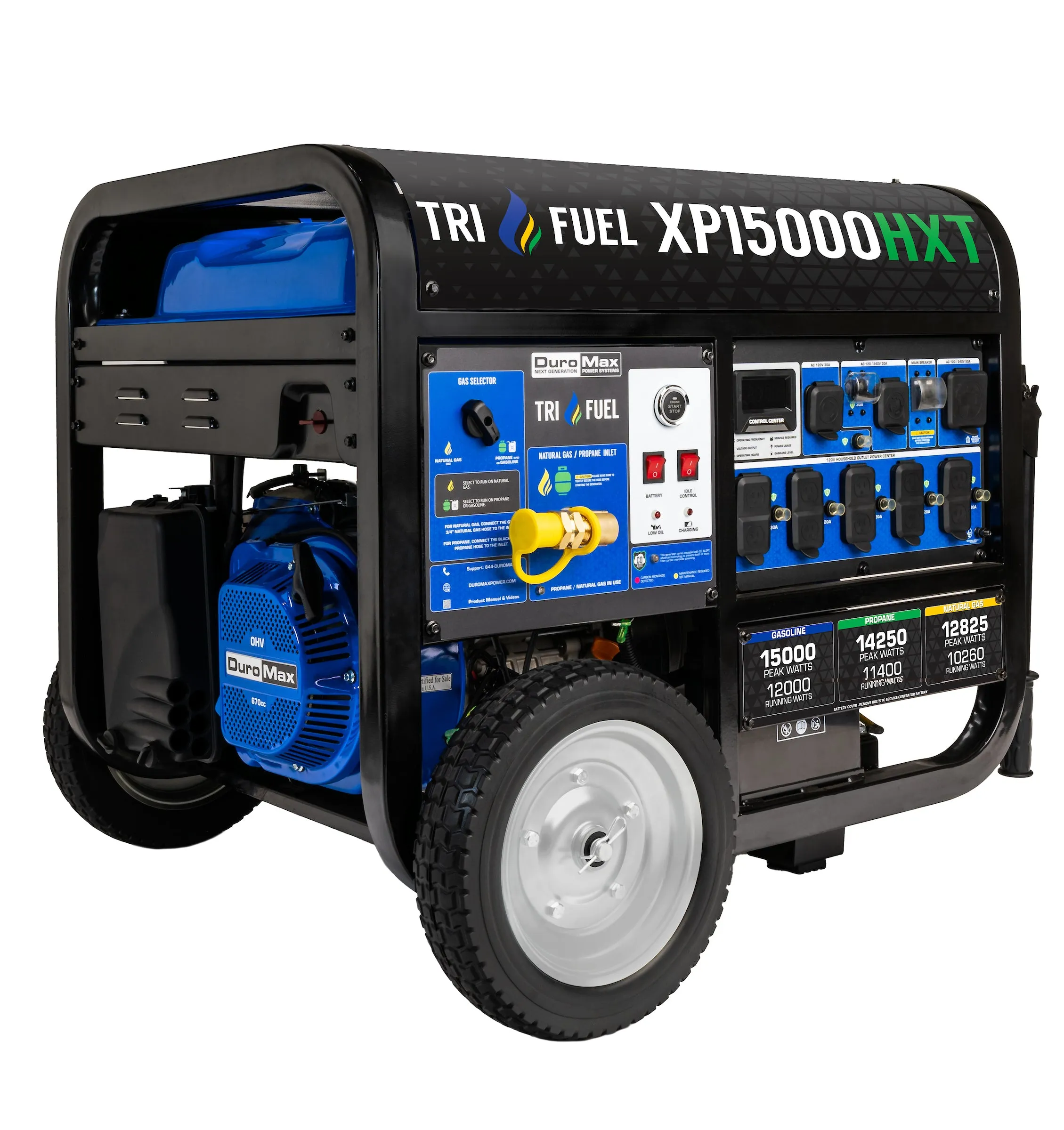 15,000 Watt Electric Start Tri-Fuel Portable Generator