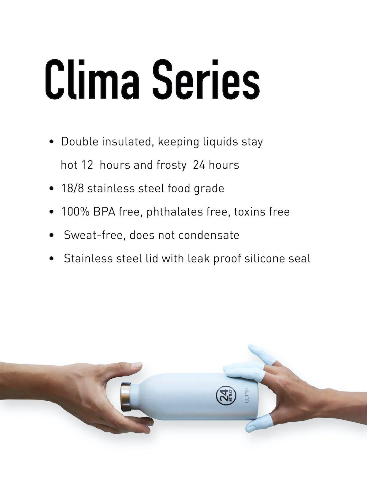 24Bottles Clima Bottle White Marble 500ml