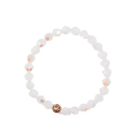 8mm White Opal Swarovski Beaded Bracelet
