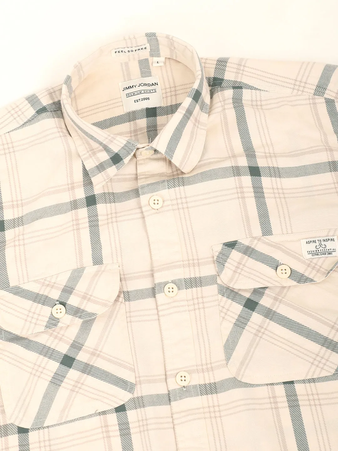 Alain Oxford Beige Full Sleeve Shirt