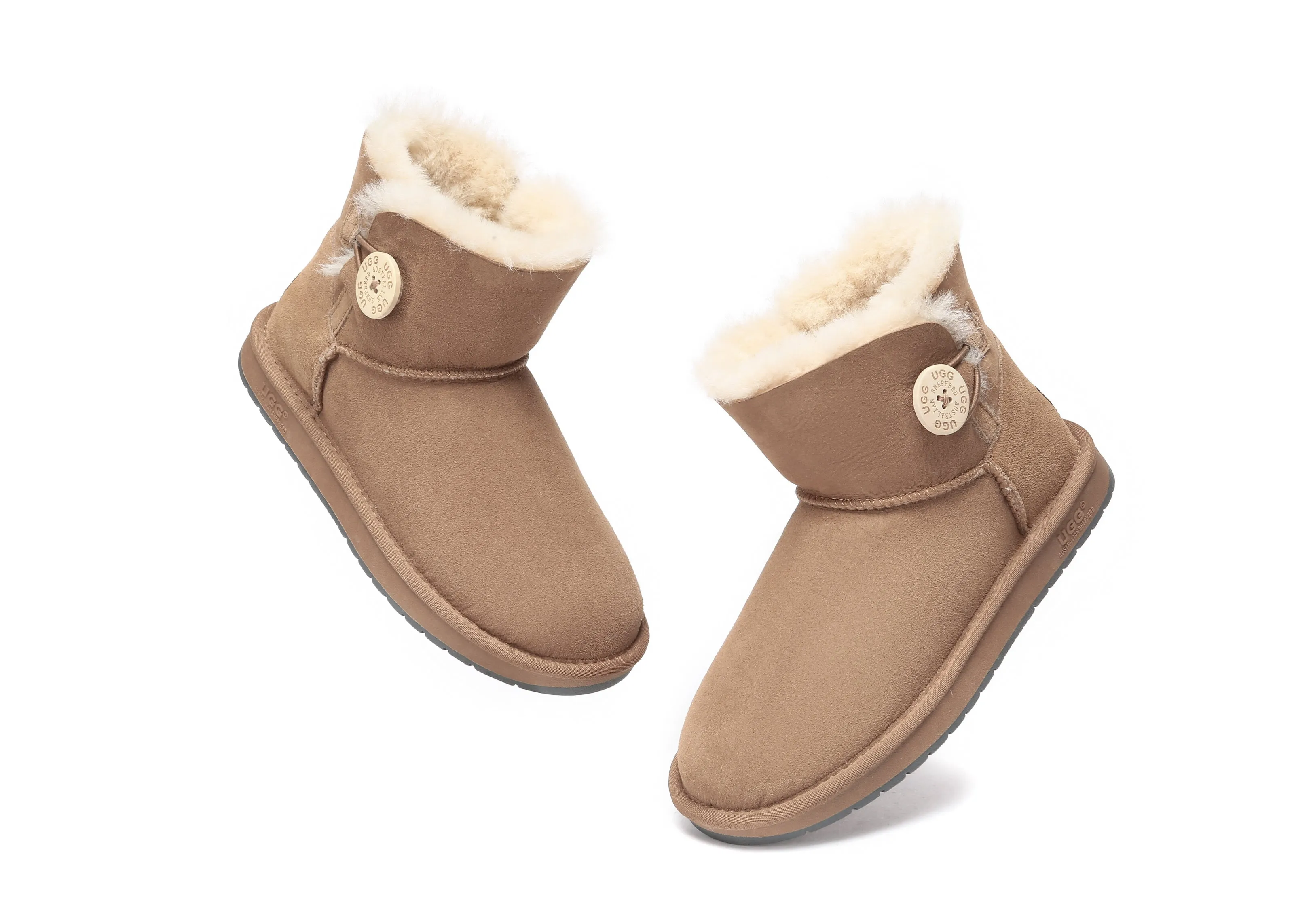 AUSTRALIAN SHEPHERD® UGG Boots Double Face Sheepskin Wool Mini Button