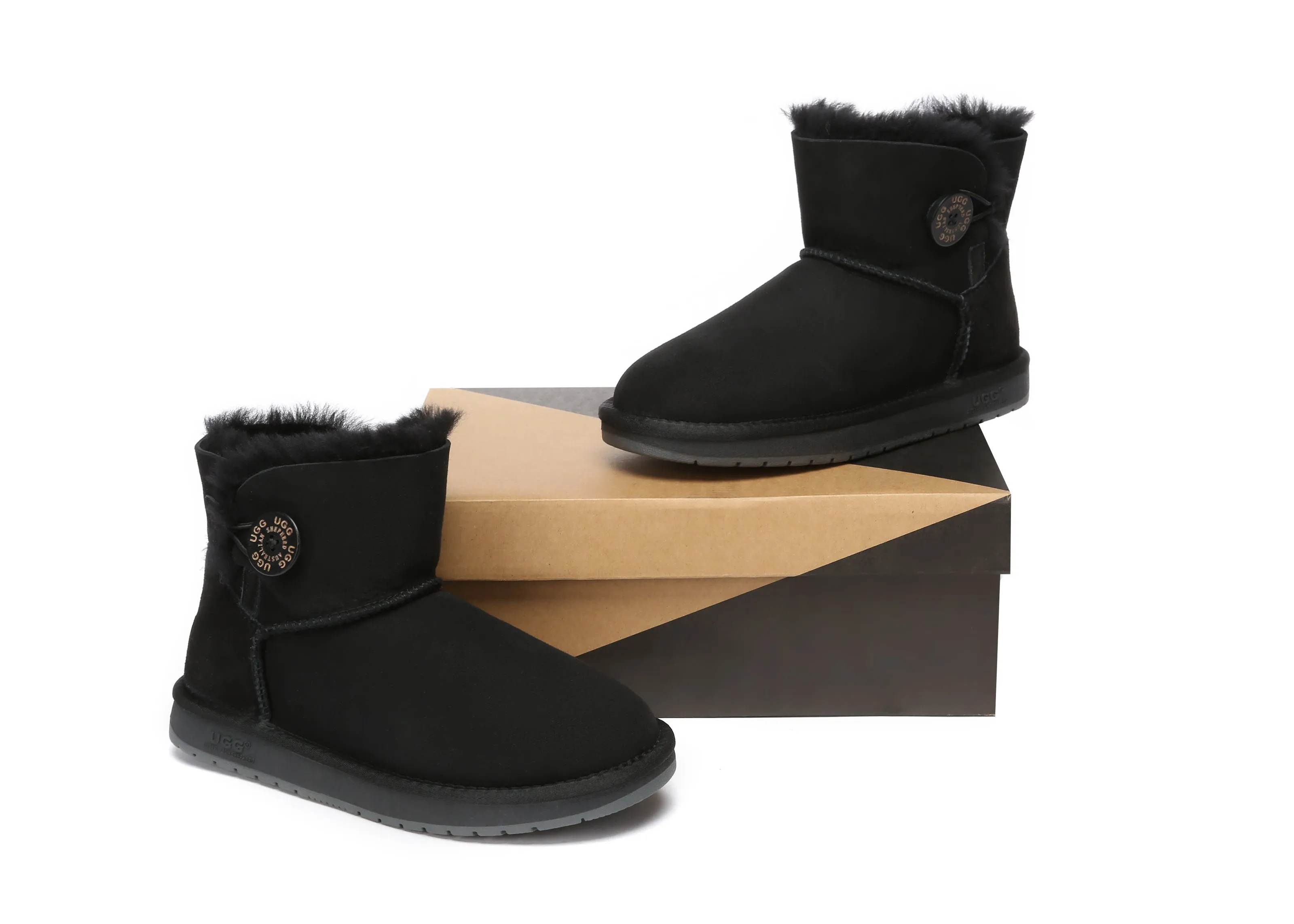 AUSTRALIAN SHEPHERD® UGG Boots Double Face Sheepskin Wool Mini Button