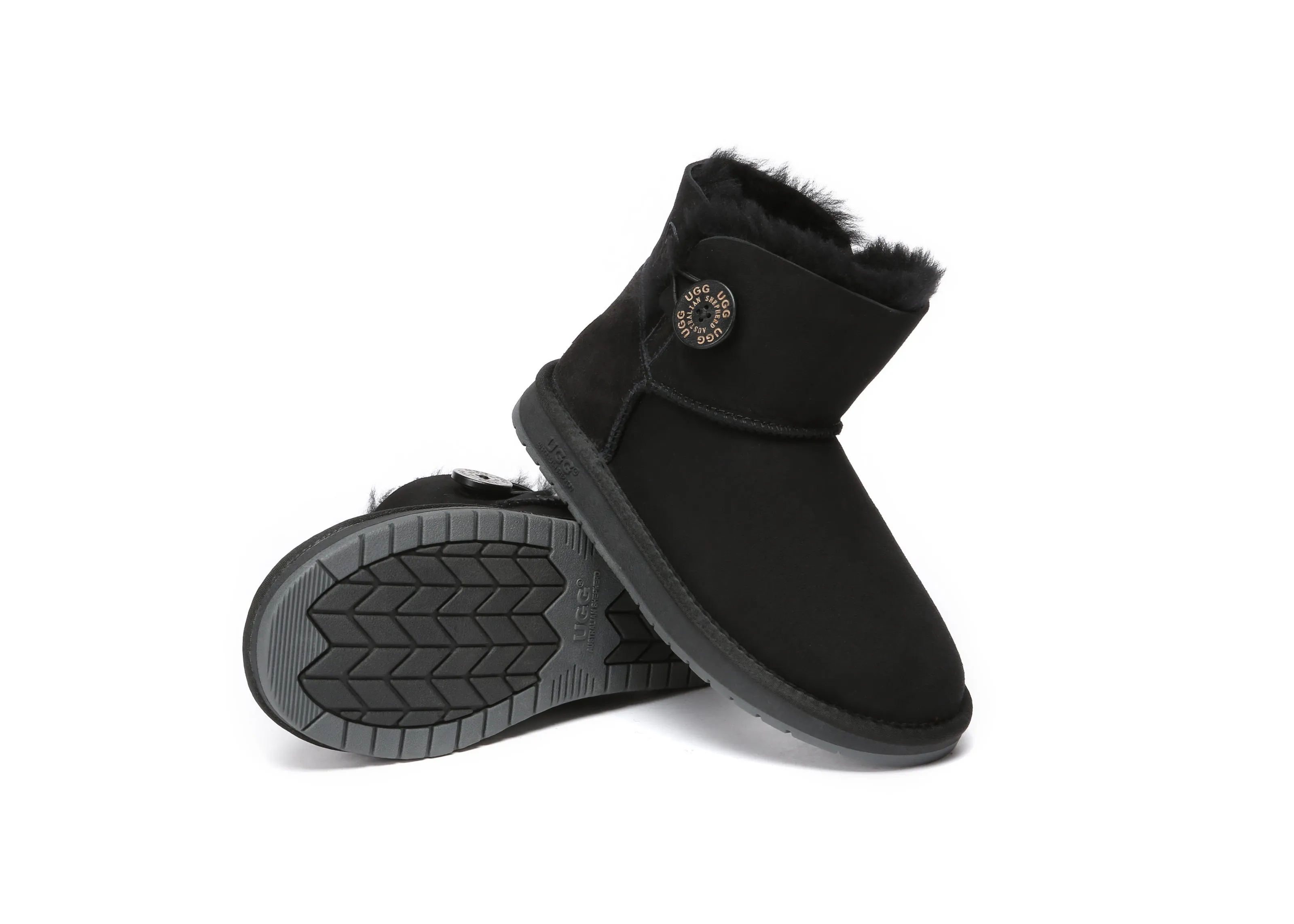 AUSTRALIAN SHEPHERD® UGG Boots Double Face Sheepskin Wool Mini Button