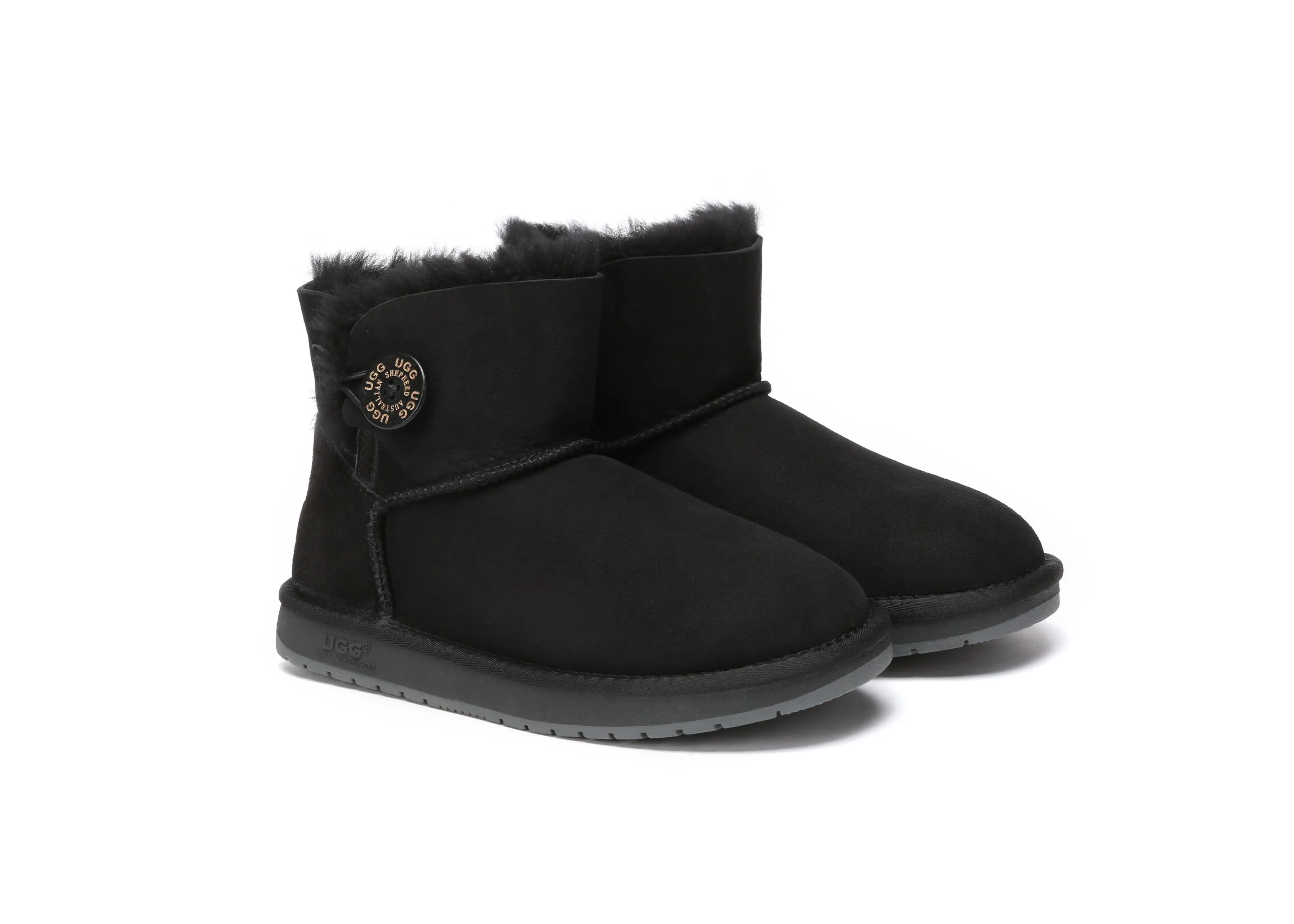AUSTRALIAN SHEPHERD® UGG Boots Double Face Sheepskin Wool Mini Button