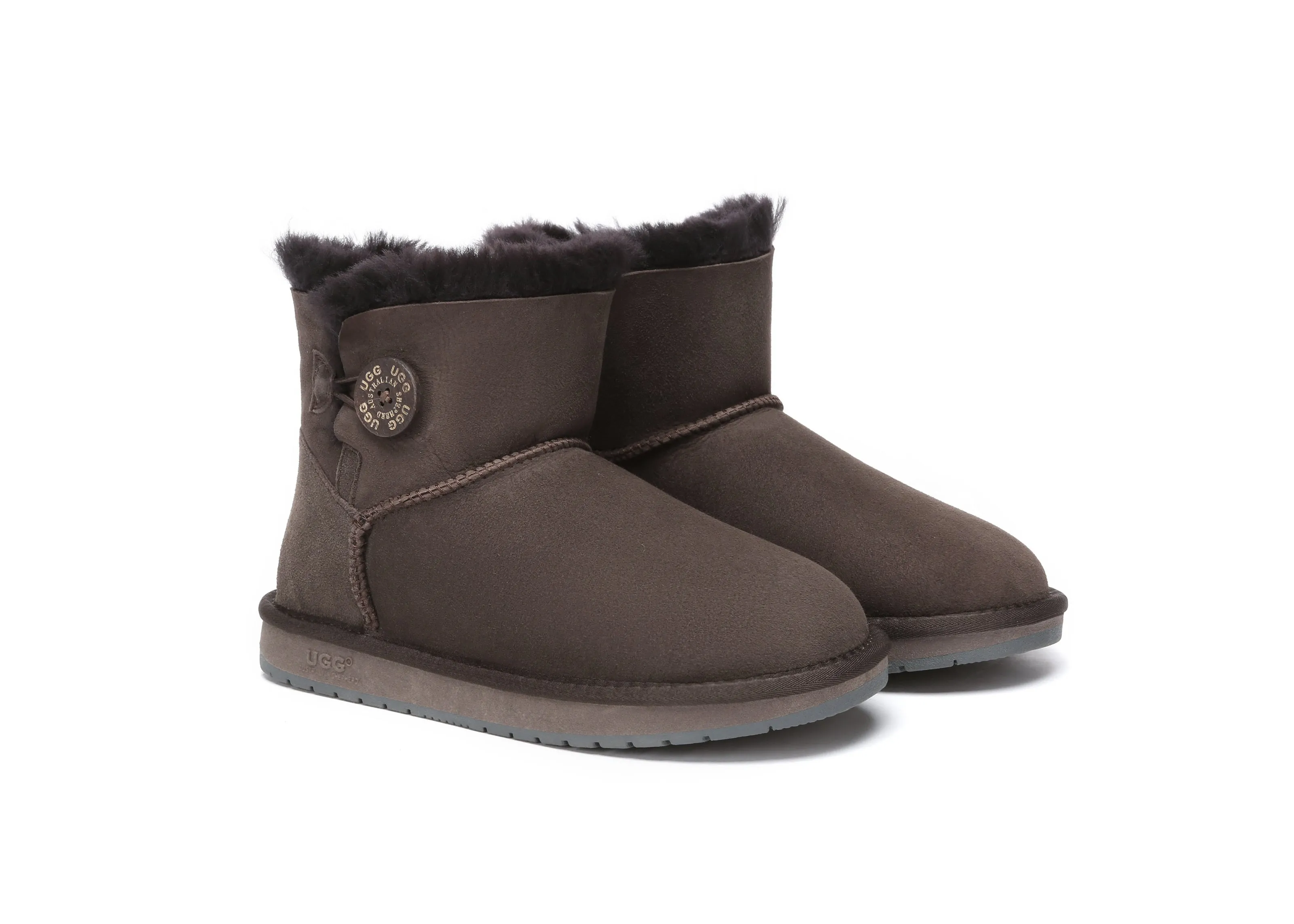 AUSTRALIAN SHEPHERD® UGG Boots Double Face Sheepskin Wool Mini Button