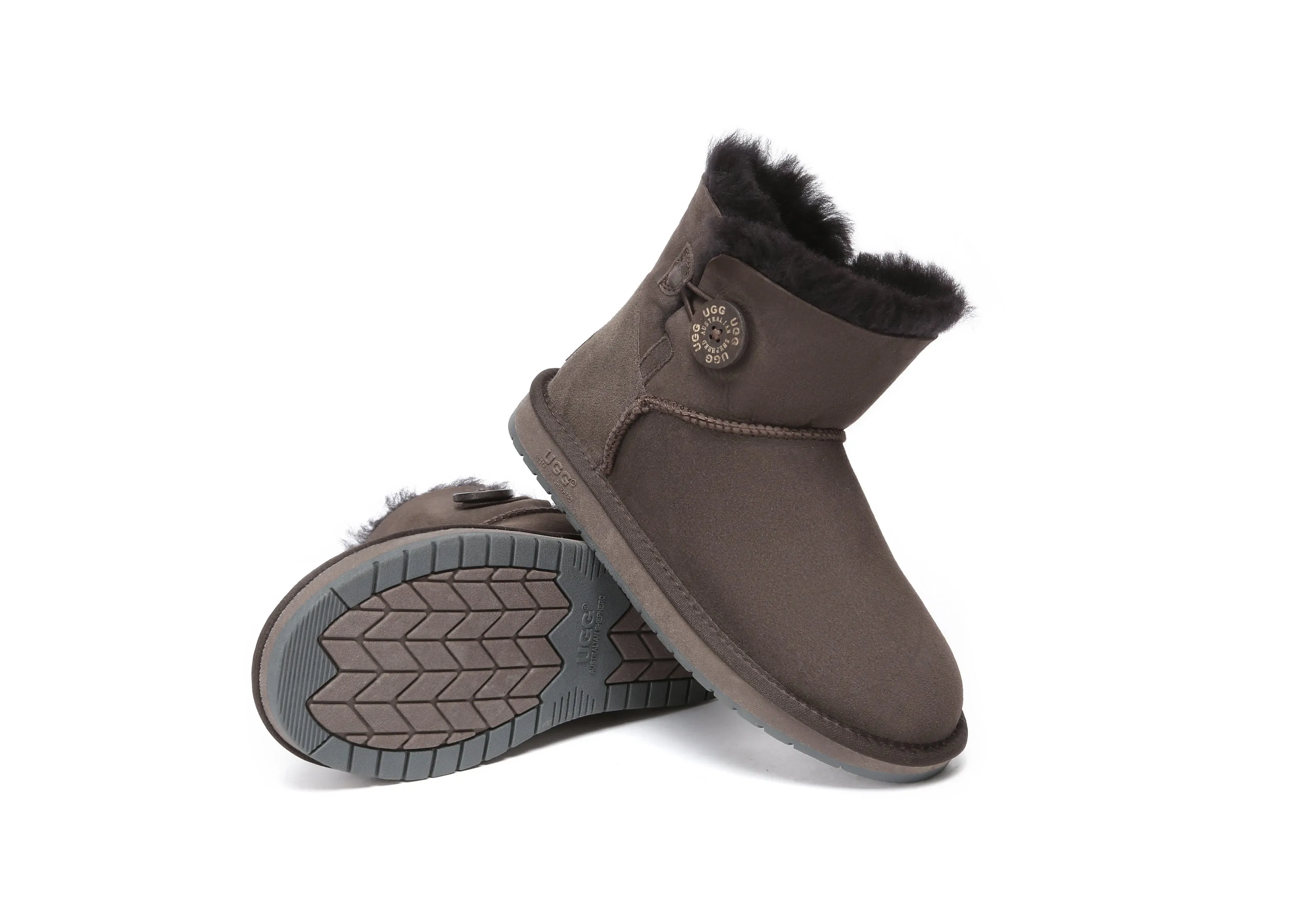 AUSTRALIAN SHEPHERD® UGG Boots Double Face Sheepskin Wool Mini Button