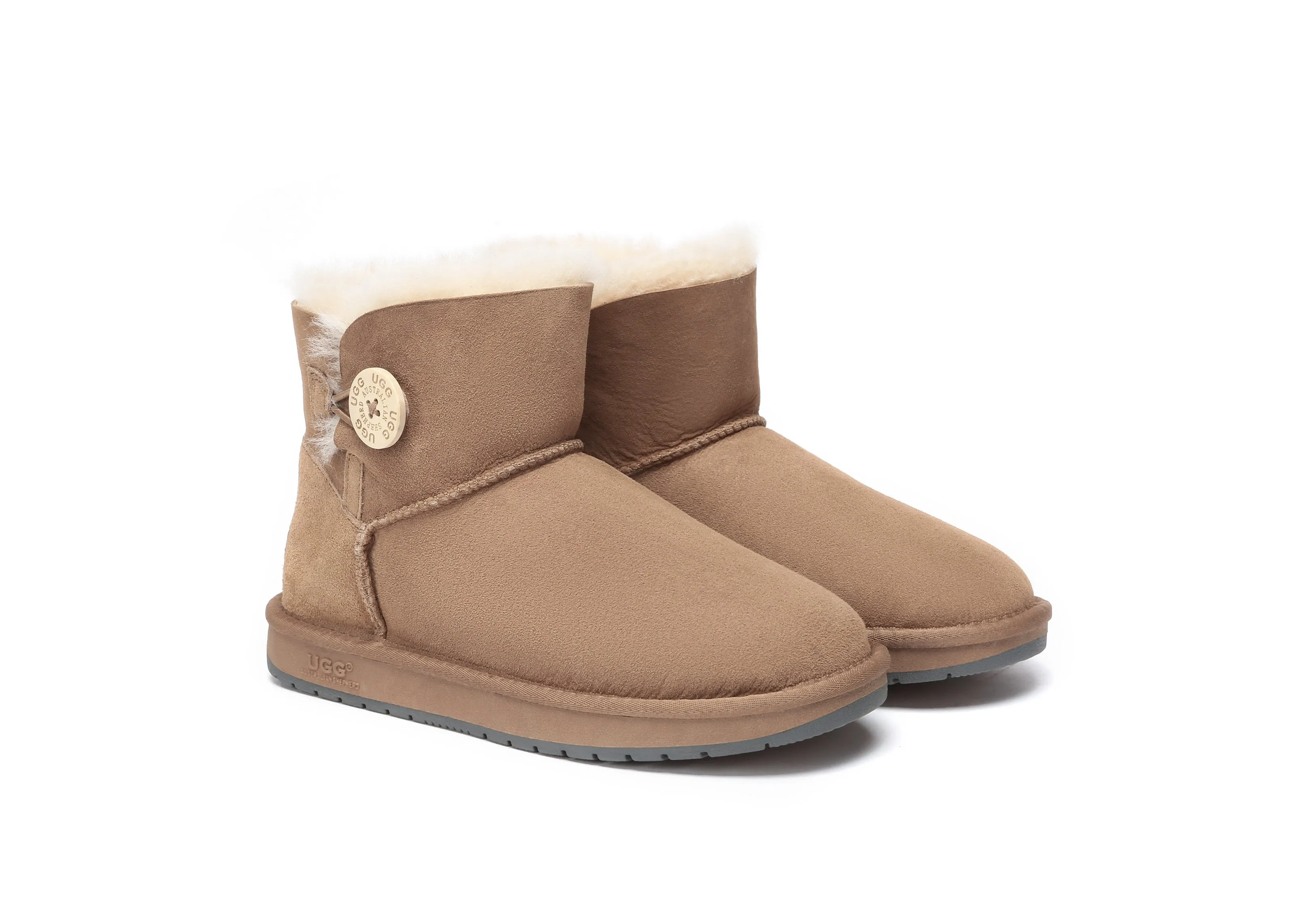 AUSTRALIAN SHEPHERD® UGG Boots Double Face Sheepskin Wool Mini Button