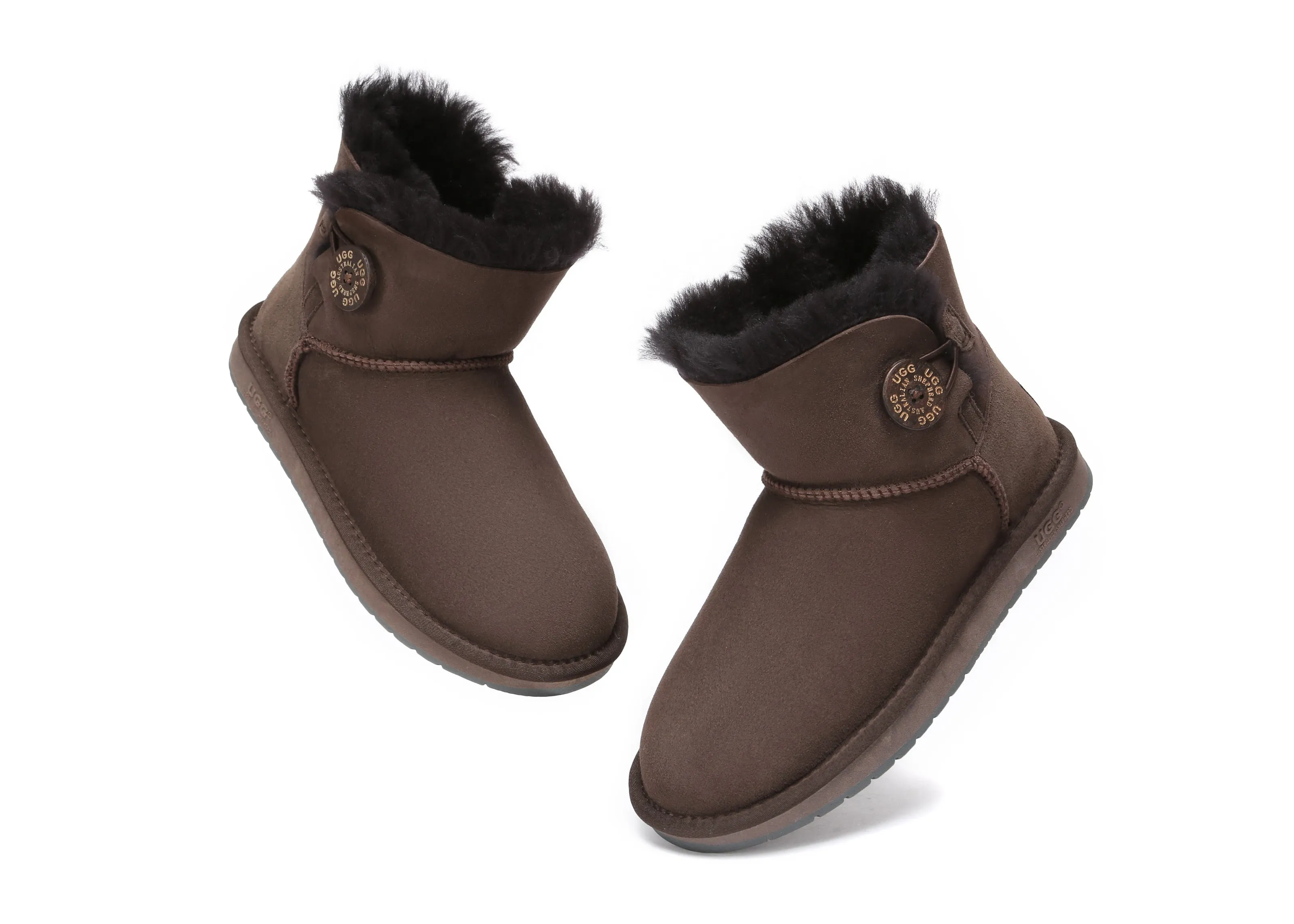 AUSTRALIAN SHEPHERD® UGG Boots Double Face Sheepskin Wool Mini Button
