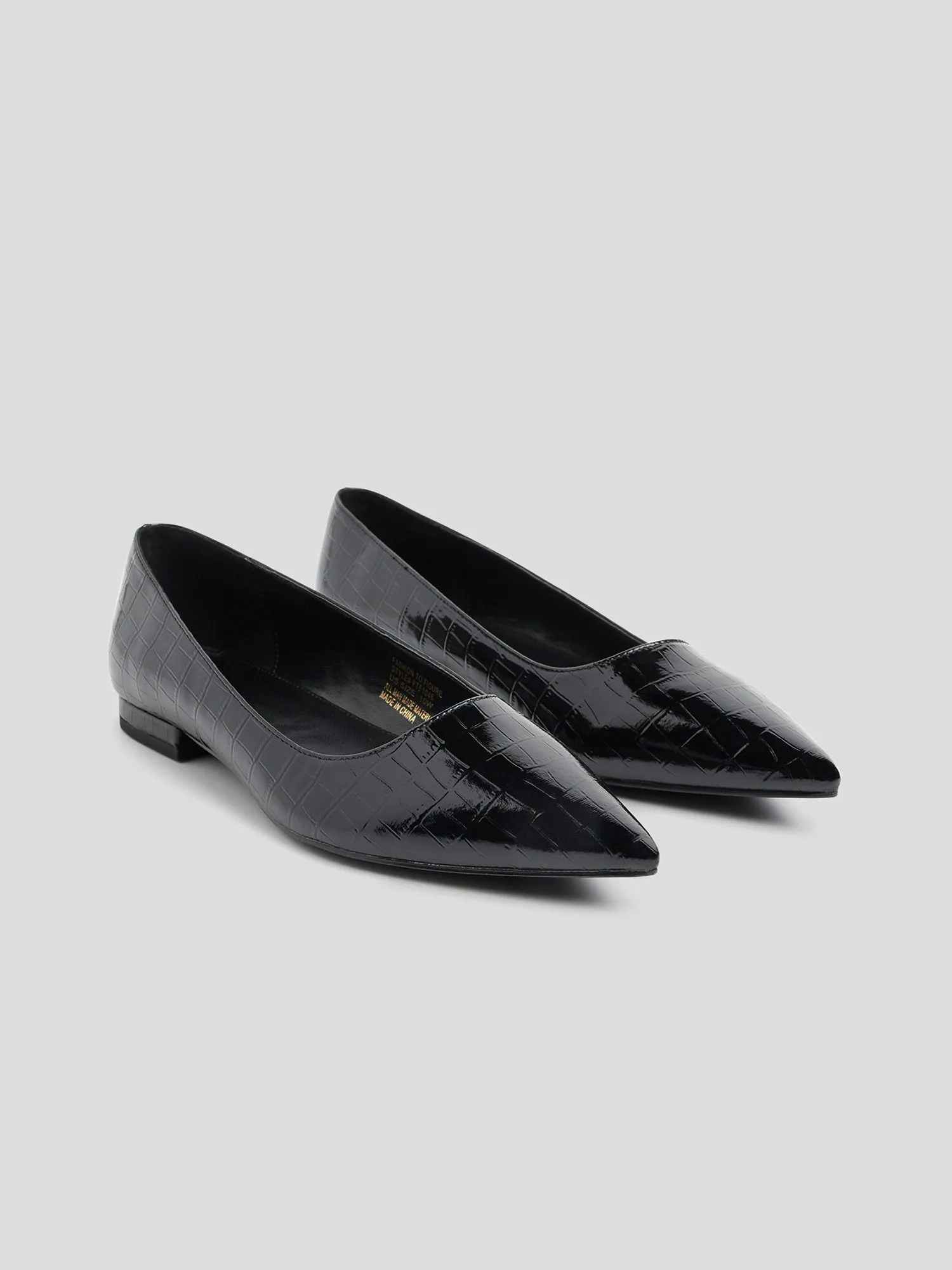 Bailey Wide Width Patent Leather Croc Flats
