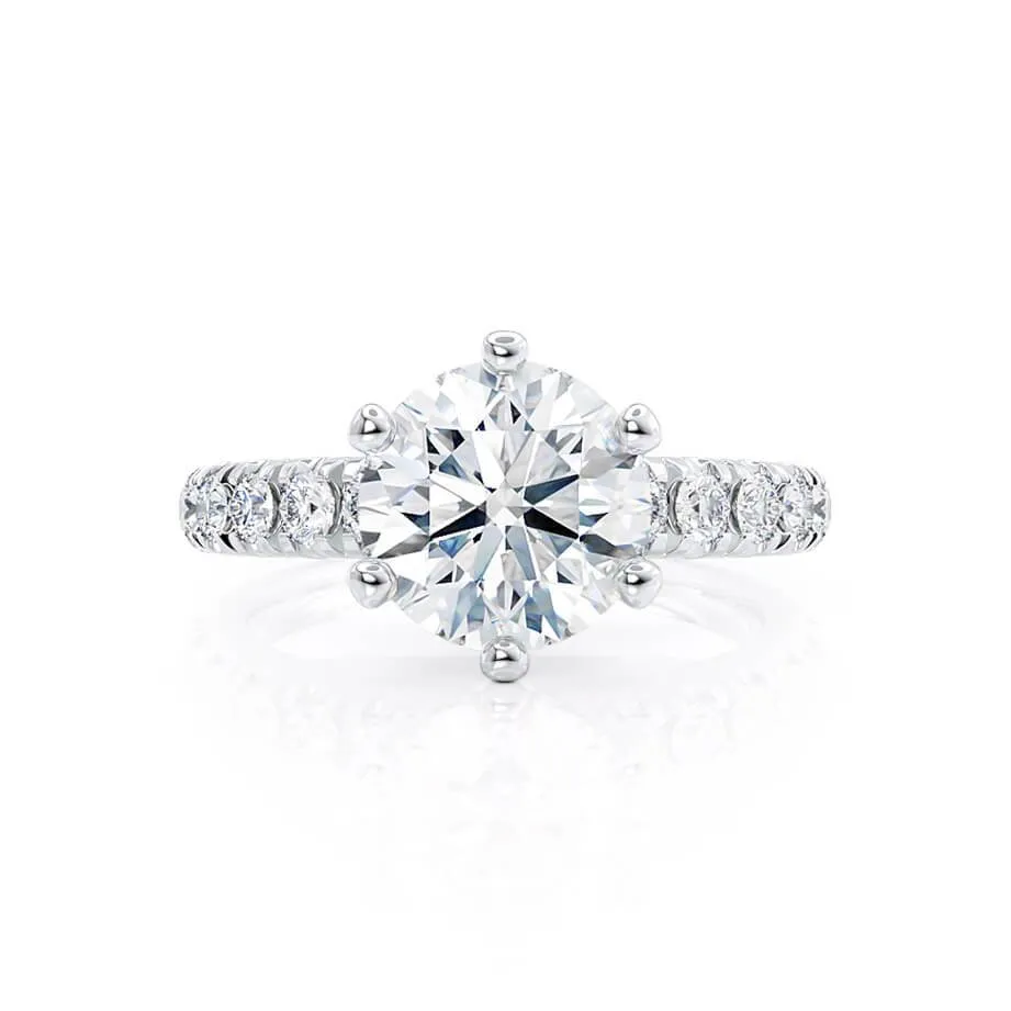 BELLE - Round Lab Diamond Platinum Shoulder Set Ring