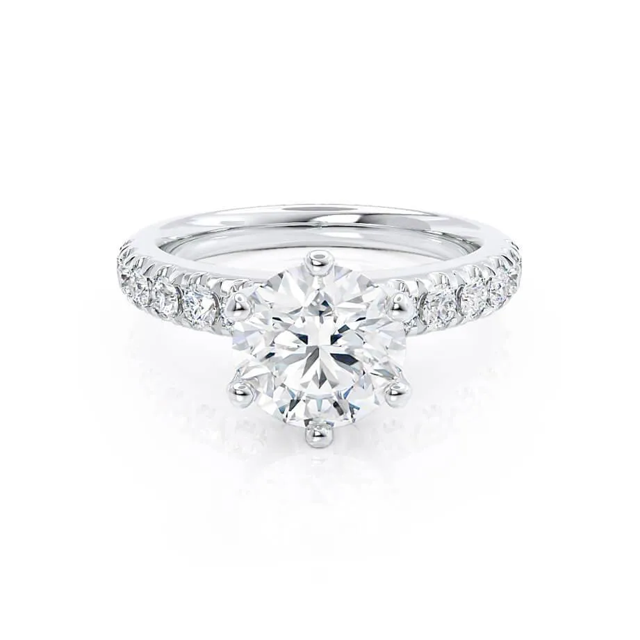 BELLE - Round Lab Diamond Platinum Shoulder Set Ring