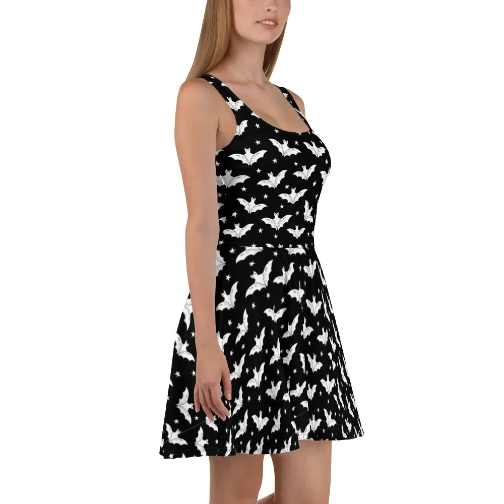 Black And White Bats - Women's Skater Dress