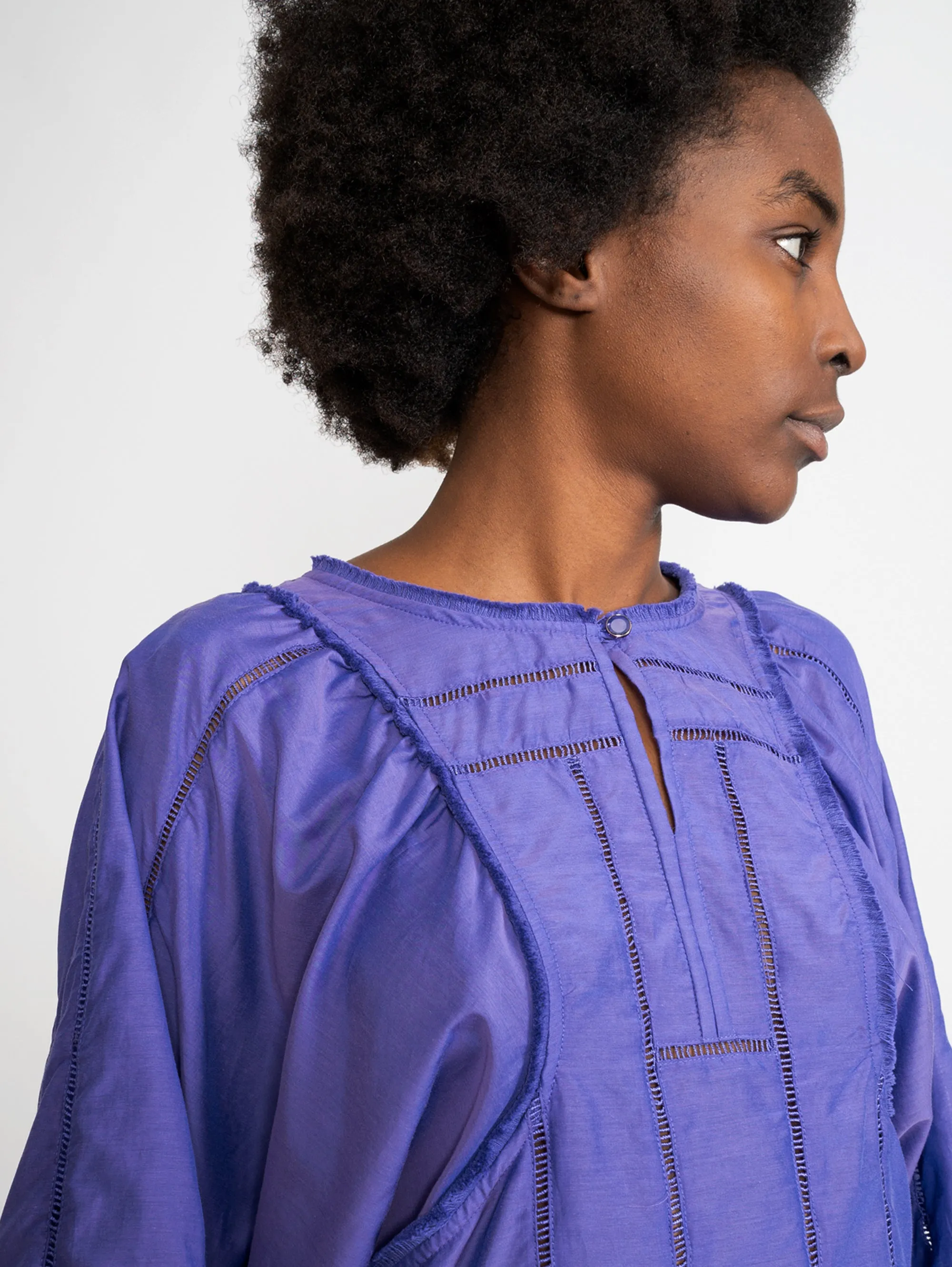 Blusa con Maniche a Palloncino Viola