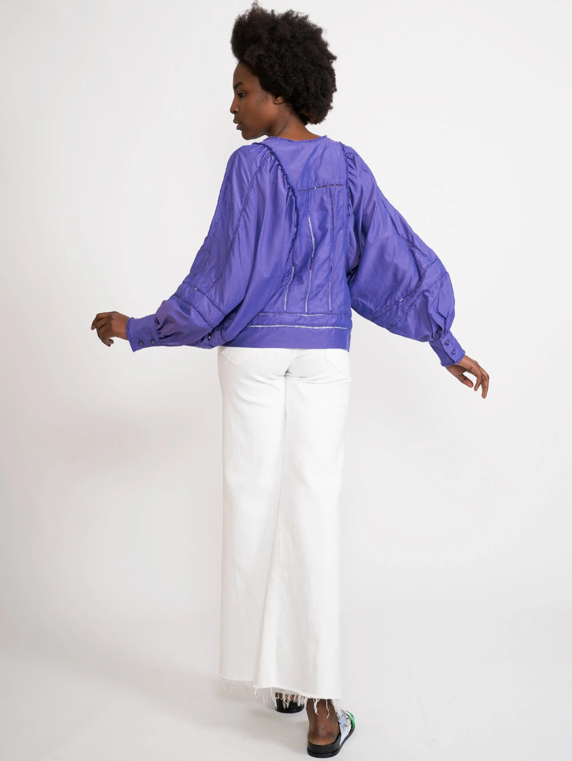 Blusa con Maniche a Palloncino Viola