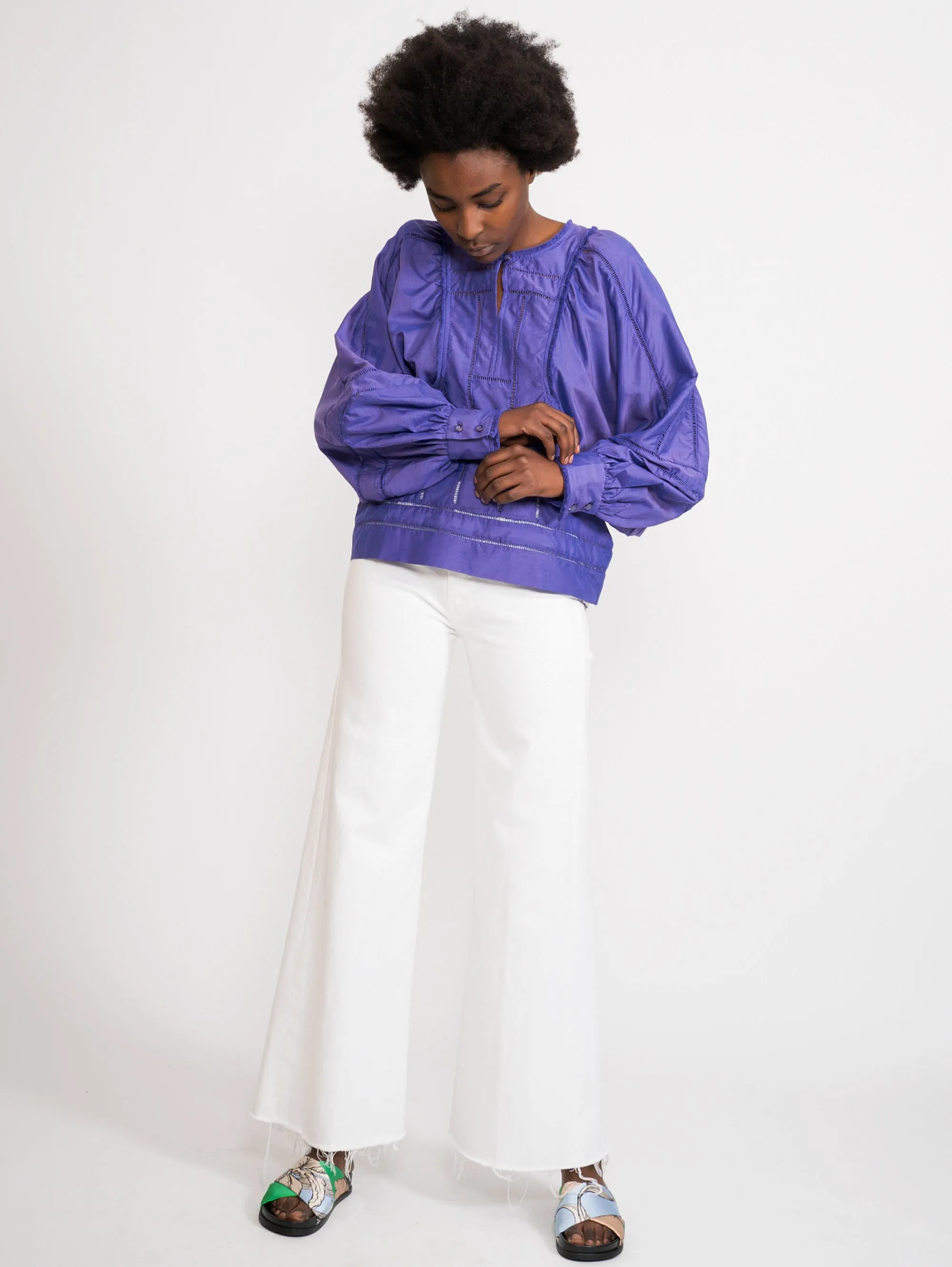 Blusa con Maniche a Palloncino Viola