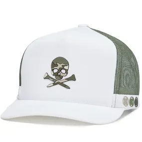Camo Skull & T's Interlock Knit Trucker Hat Snow - 2024