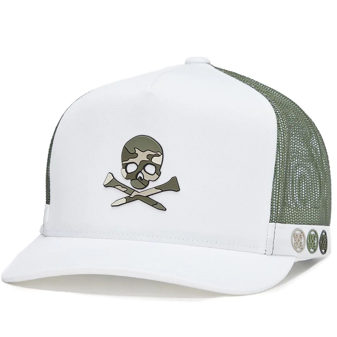 Camo Skull & T's Interlock Knit Trucker Hat Snow - 2024