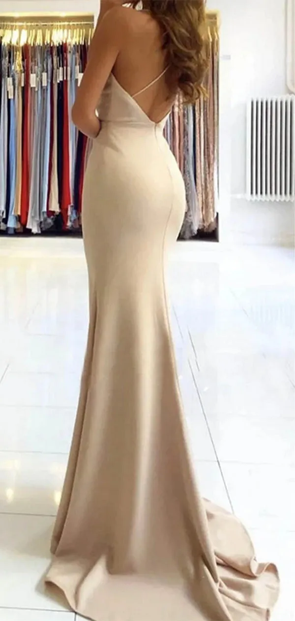 Champagne Mermaid Most Popular Modest Party Evening Long Prom Dresses PD307
