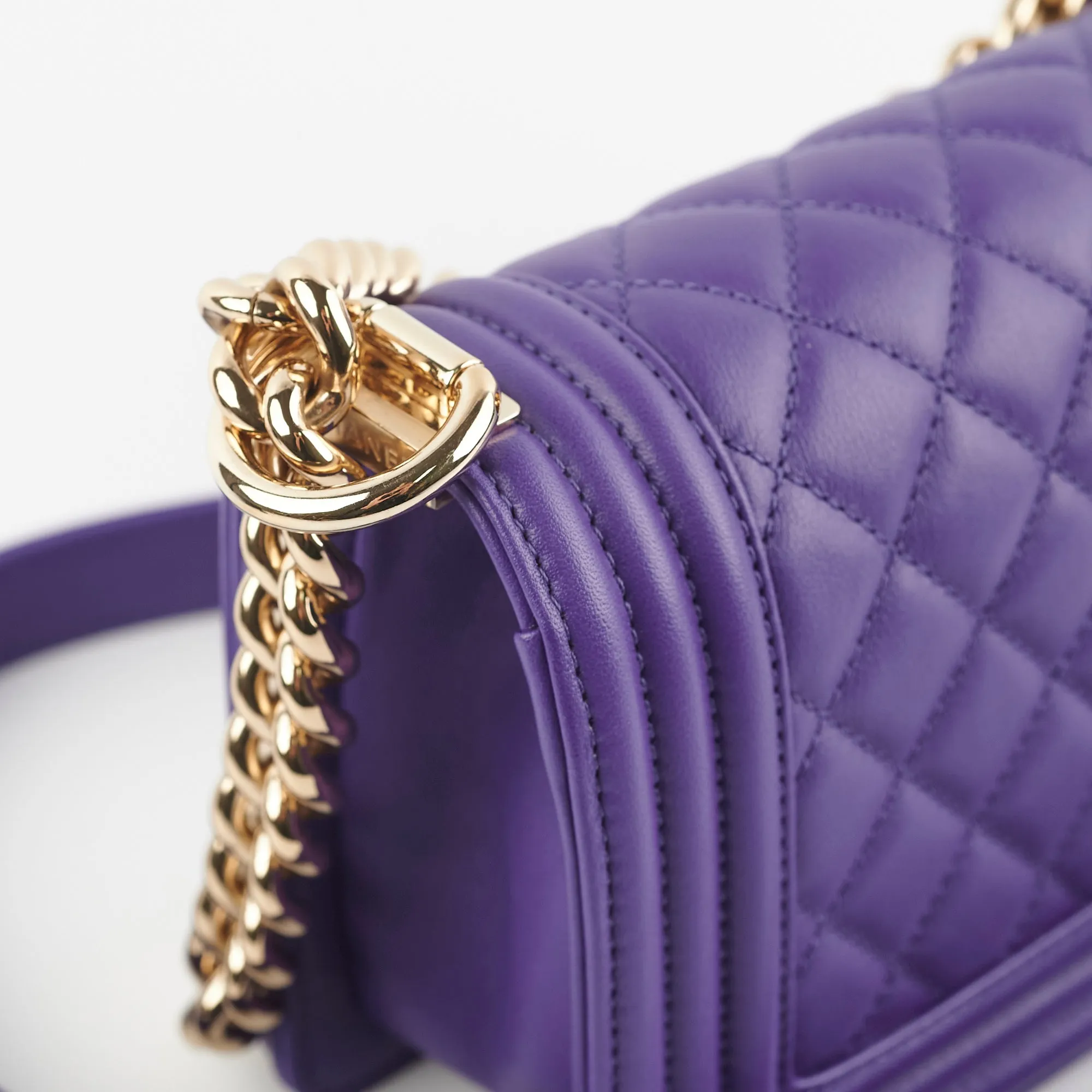 Chanel 19k Small Boy Quilted Purple Crossbody Bag