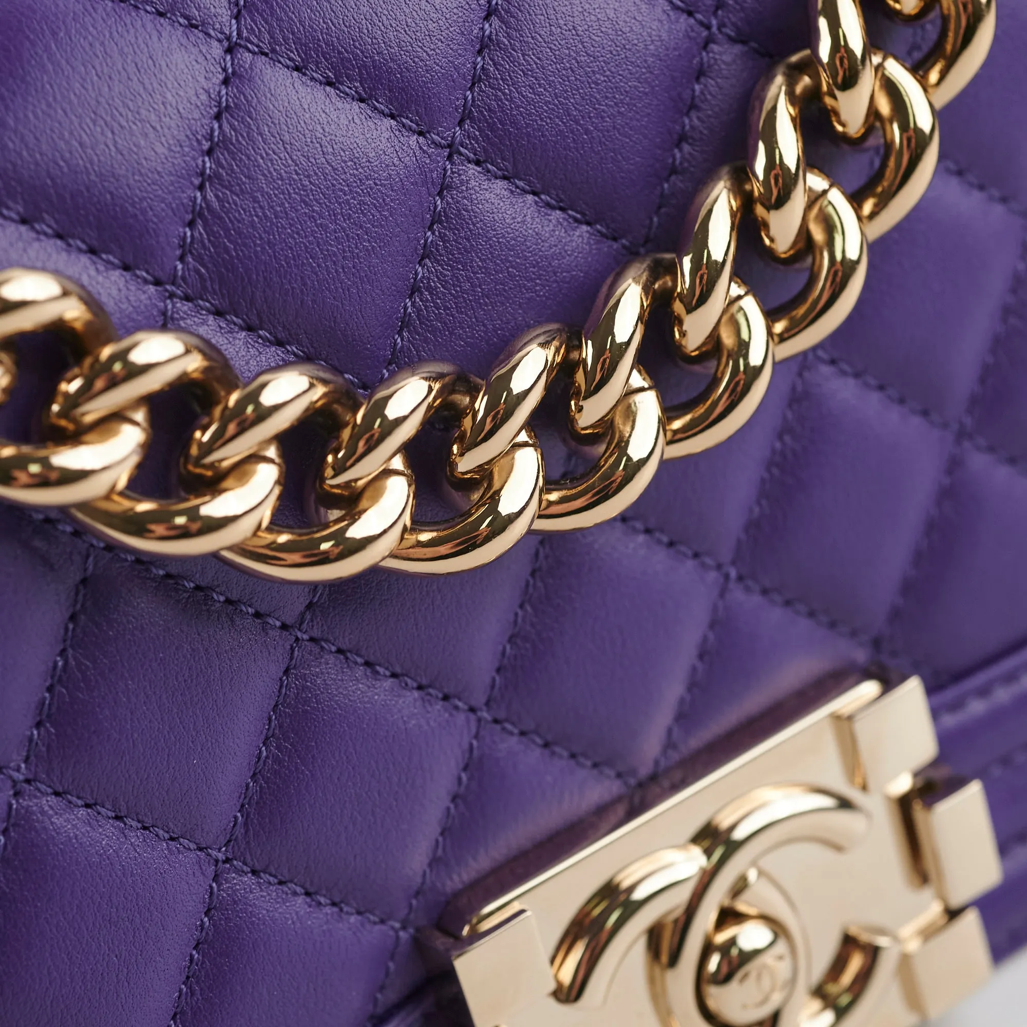 Chanel 19k Small Boy Quilted Purple Crossbody Bag