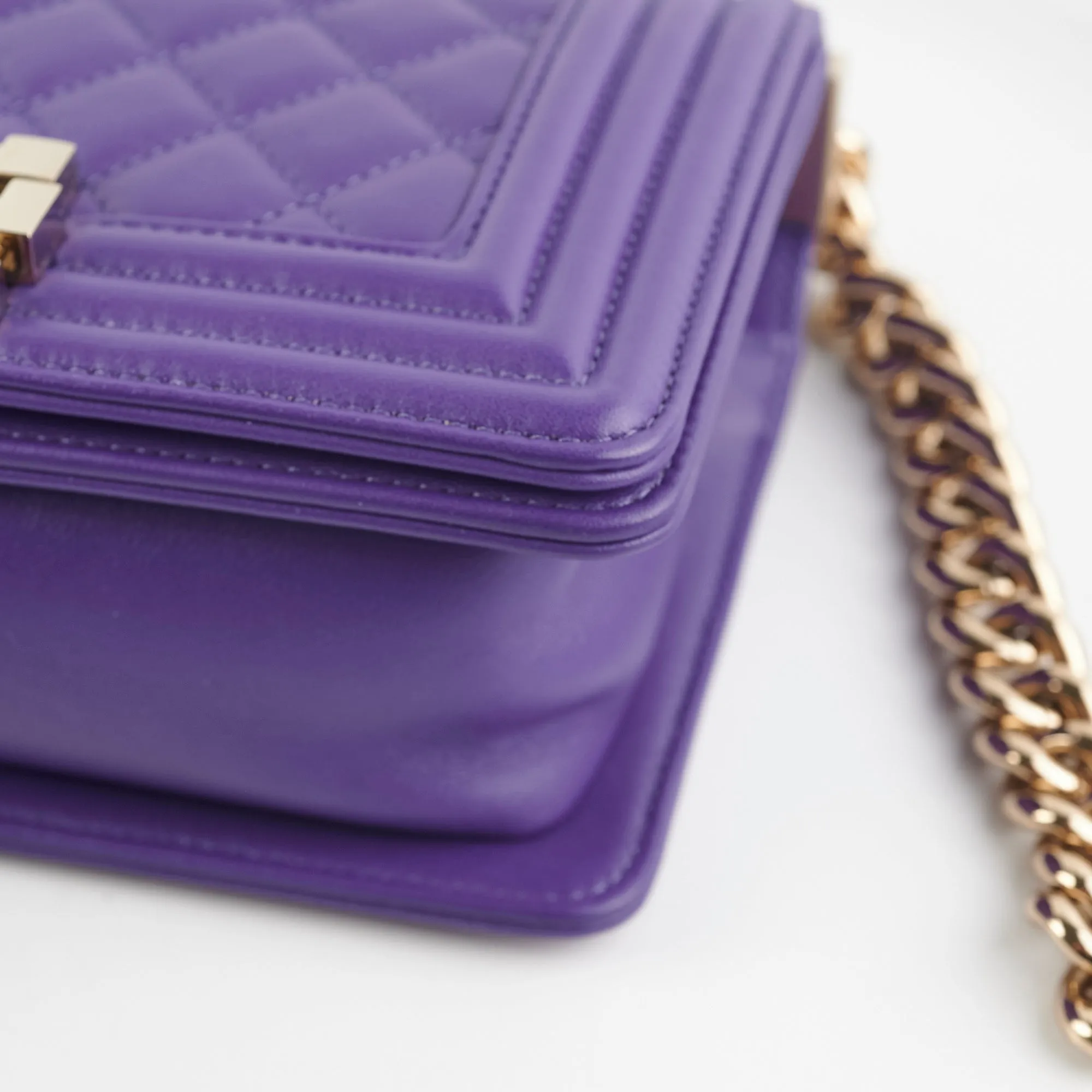 Chanel 19k Small Boy Quilted Purple Crossbody Bag