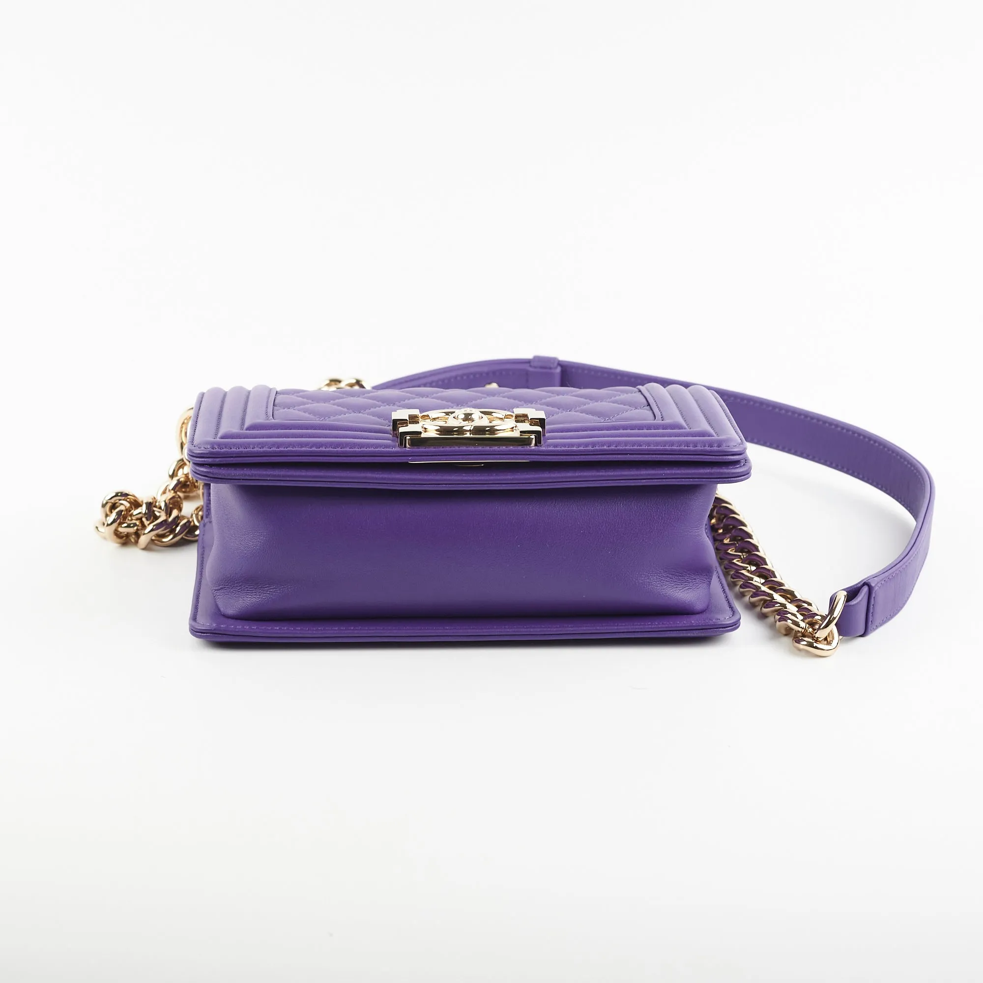Chanel 19k Small Boy Quilted Purple Crossbody Bag