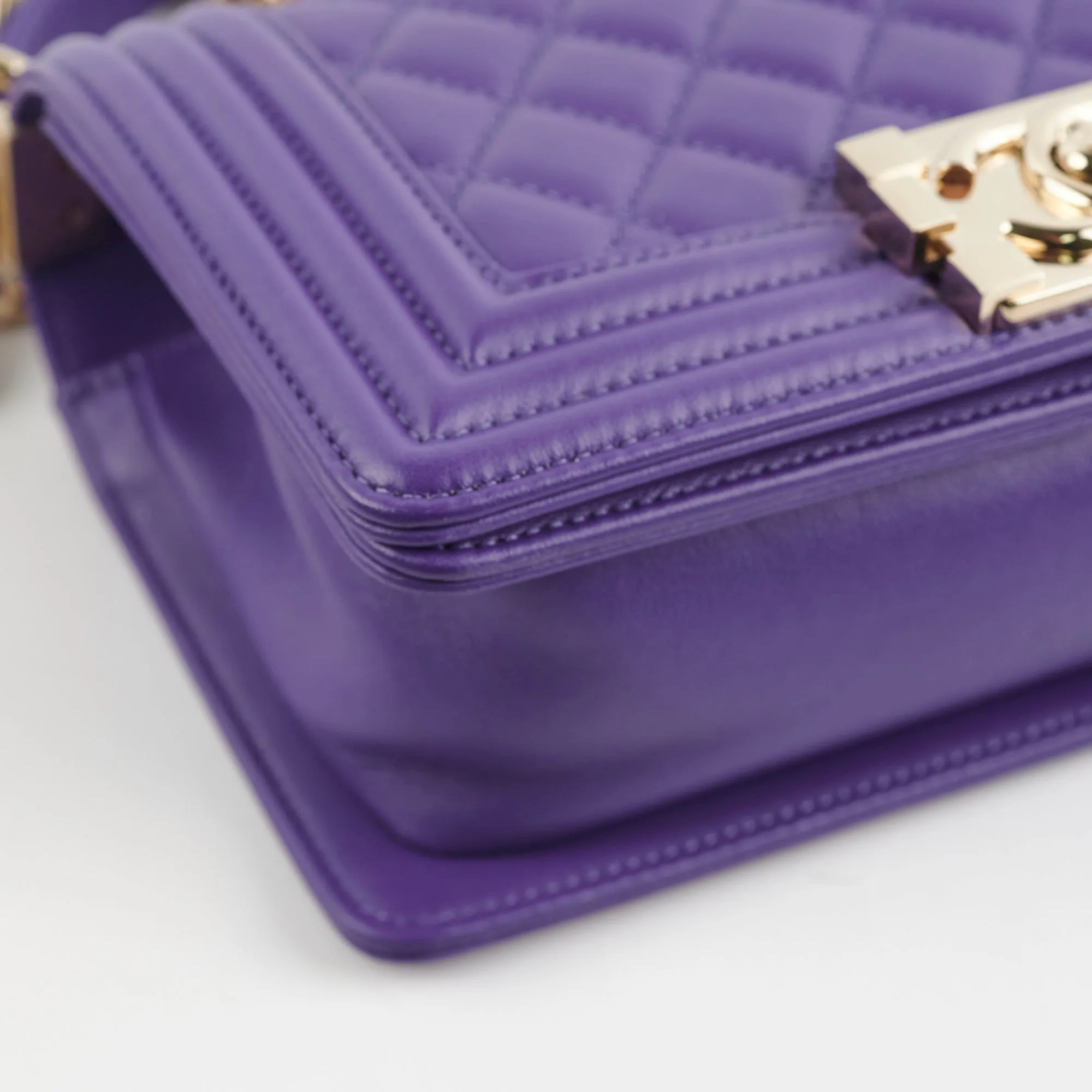 Chanel 19k Small Boy Quilted Purple Crossbody Bag
