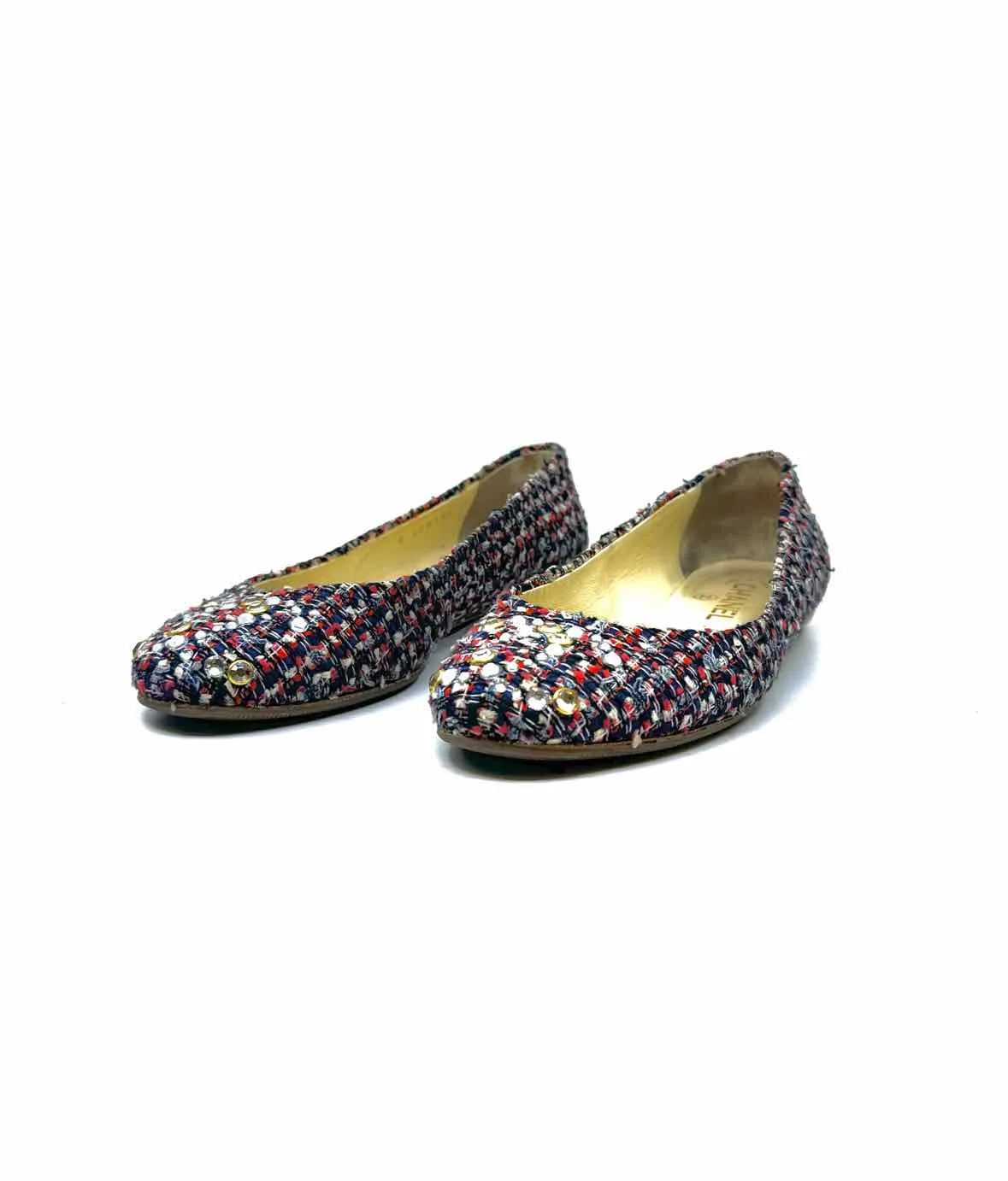 CHANEL Cambon Tweed Flats | Size 7