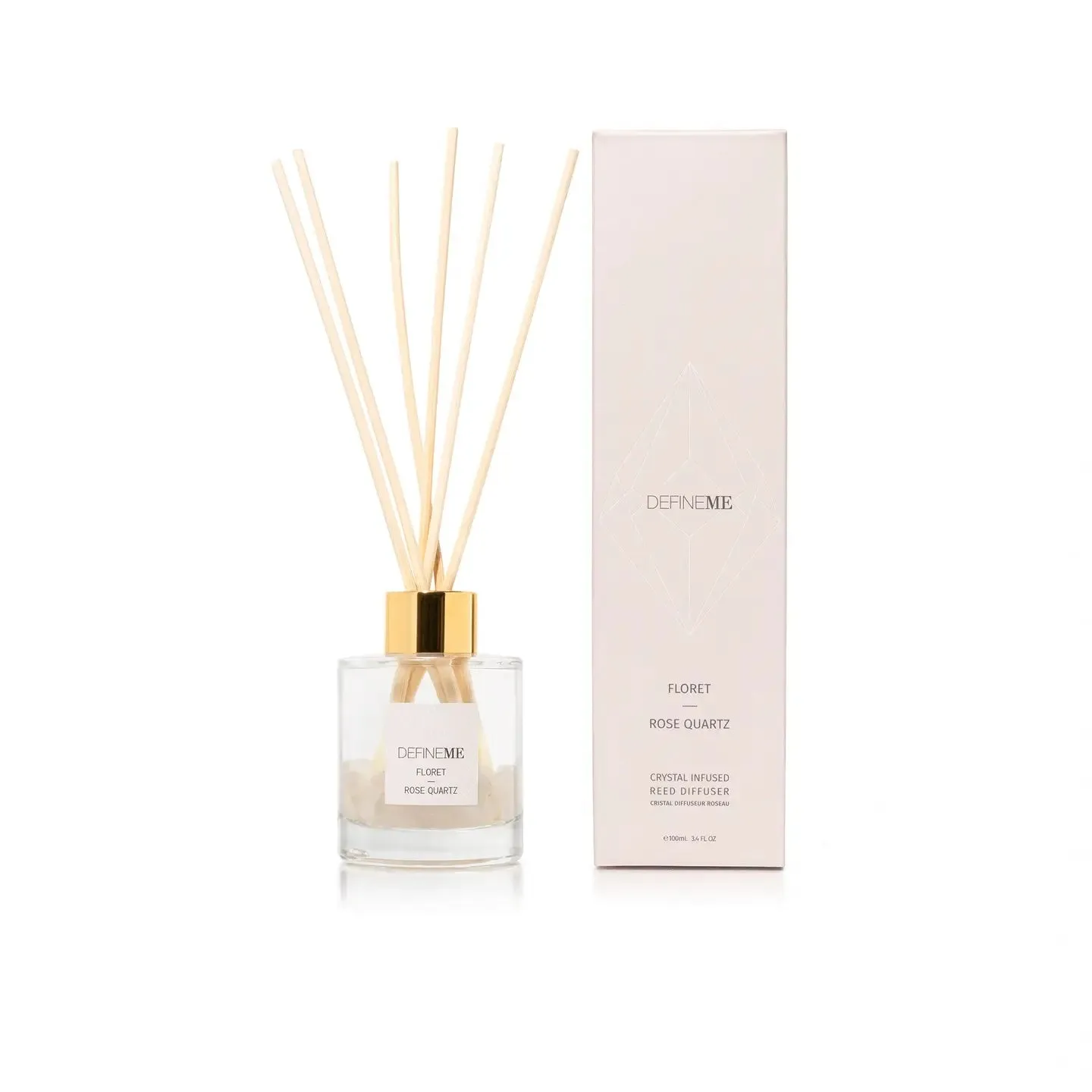 DefineMe Crystal Infused Reed Diffuser Floret - Rose Quartz
