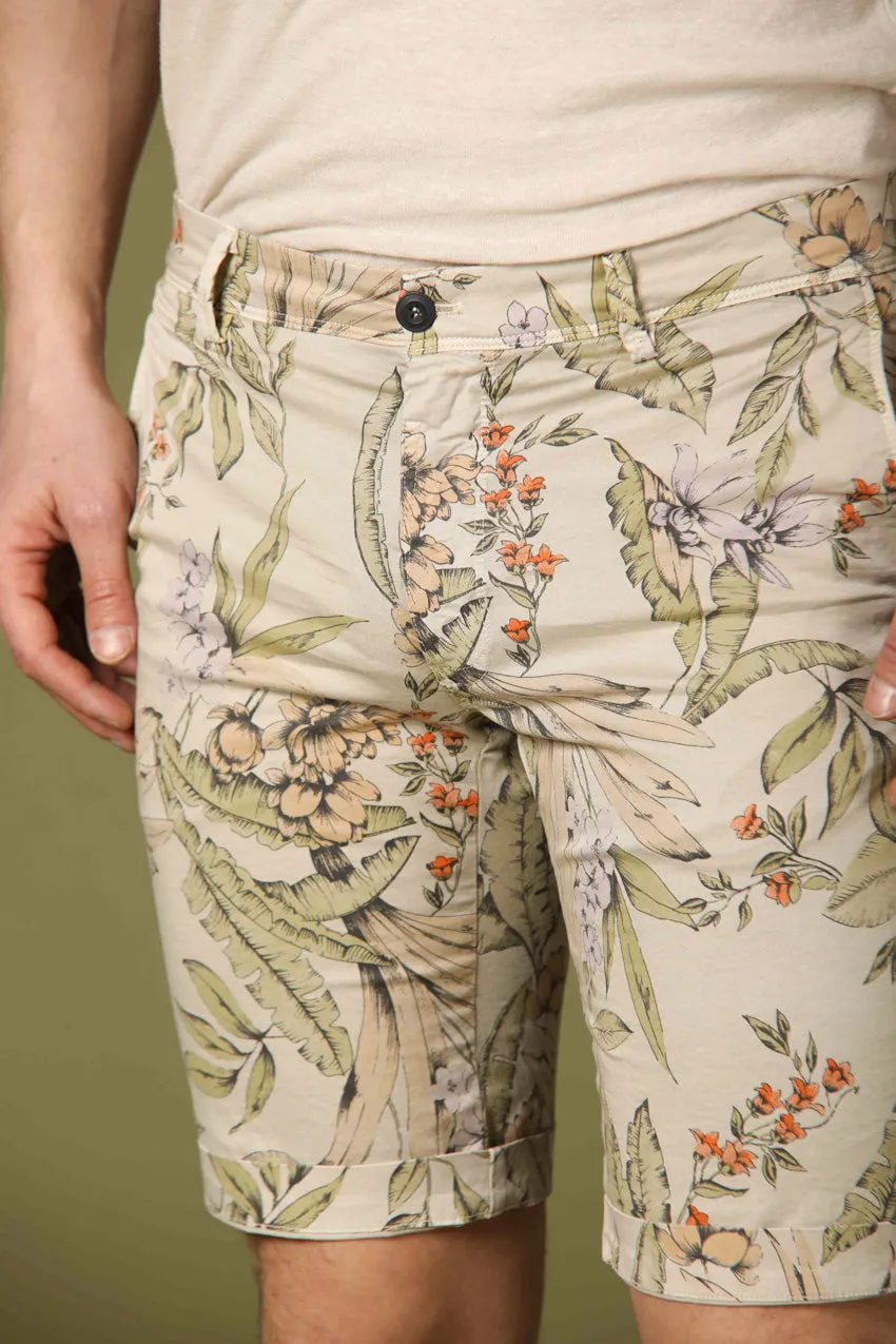 Eisenhower men's chino bermuda in cotton with floreal pattern slim
