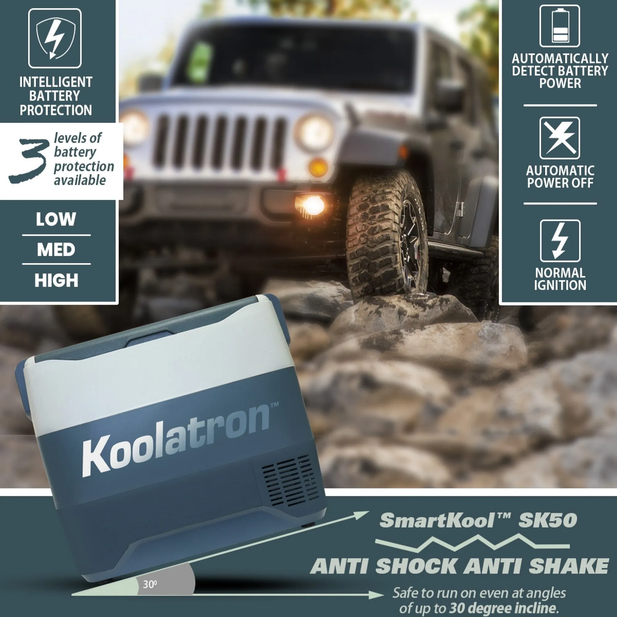 Koolatron 12 Volt Portable Freezer Refrigerator w/ Bluetooth Controls 54 qt (50L) Electric Cooler, 12V DC/110V AC Cords Included, Compressor Cooling -8 to 50°F (-22 to 10°C), Travel Car Fridge, Gray
