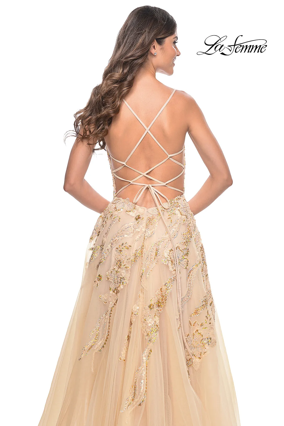 La Femme 32032 Beaded Tulle Gown
