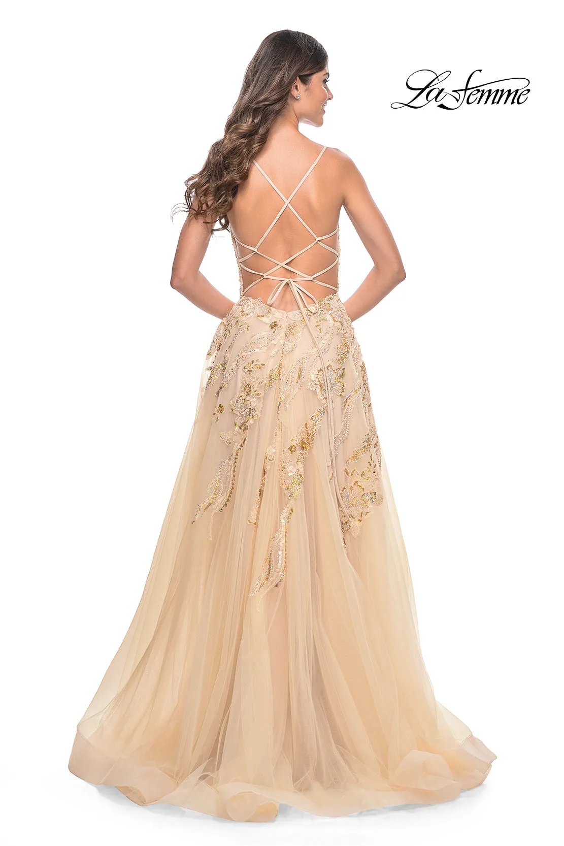 La Femme 32032 Beaded Tulle Gown