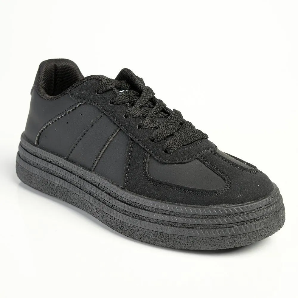 Madison Platform Lace Up Fashion Sneaker - Black