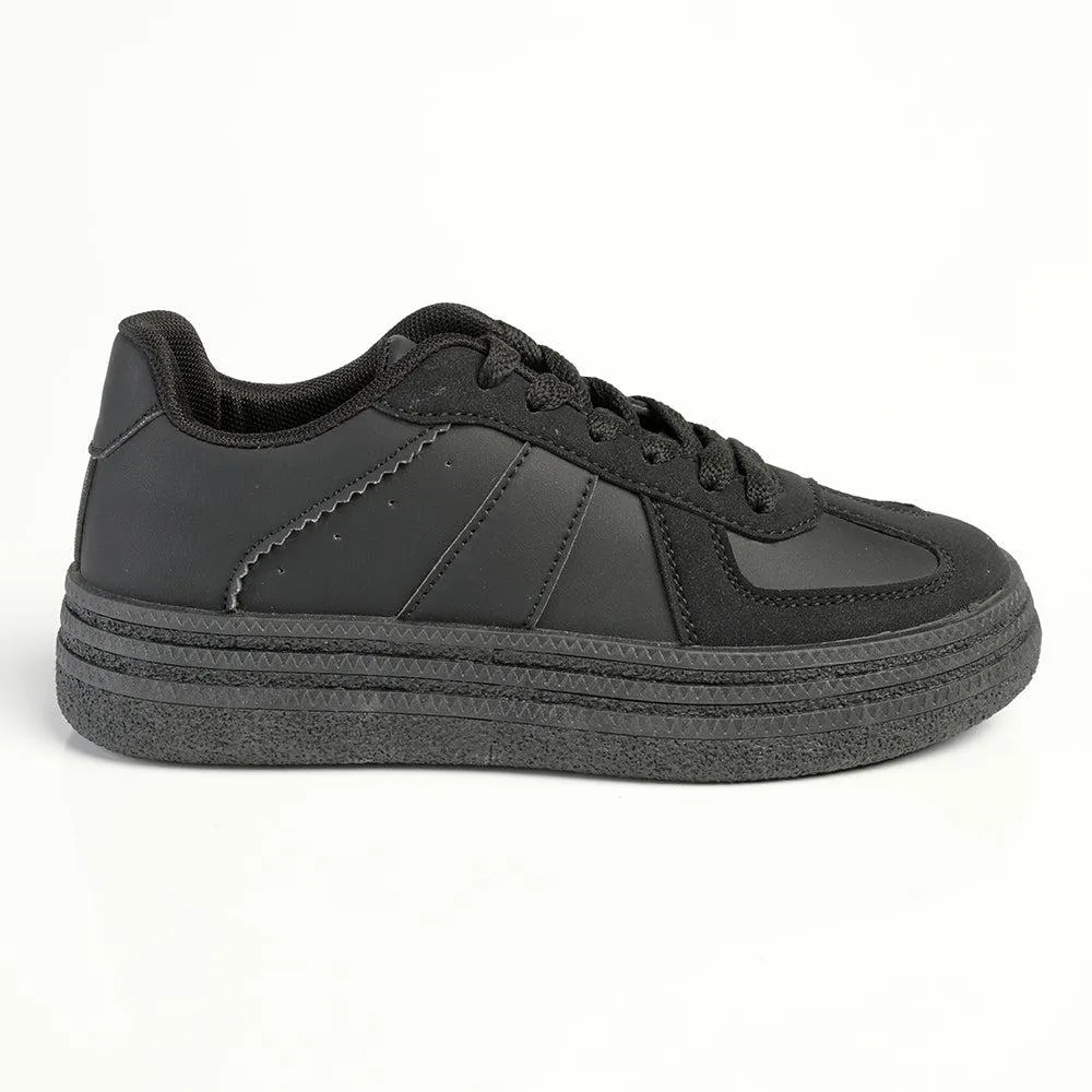 Madison Platform Lace Up Fashion Sneaker - Black