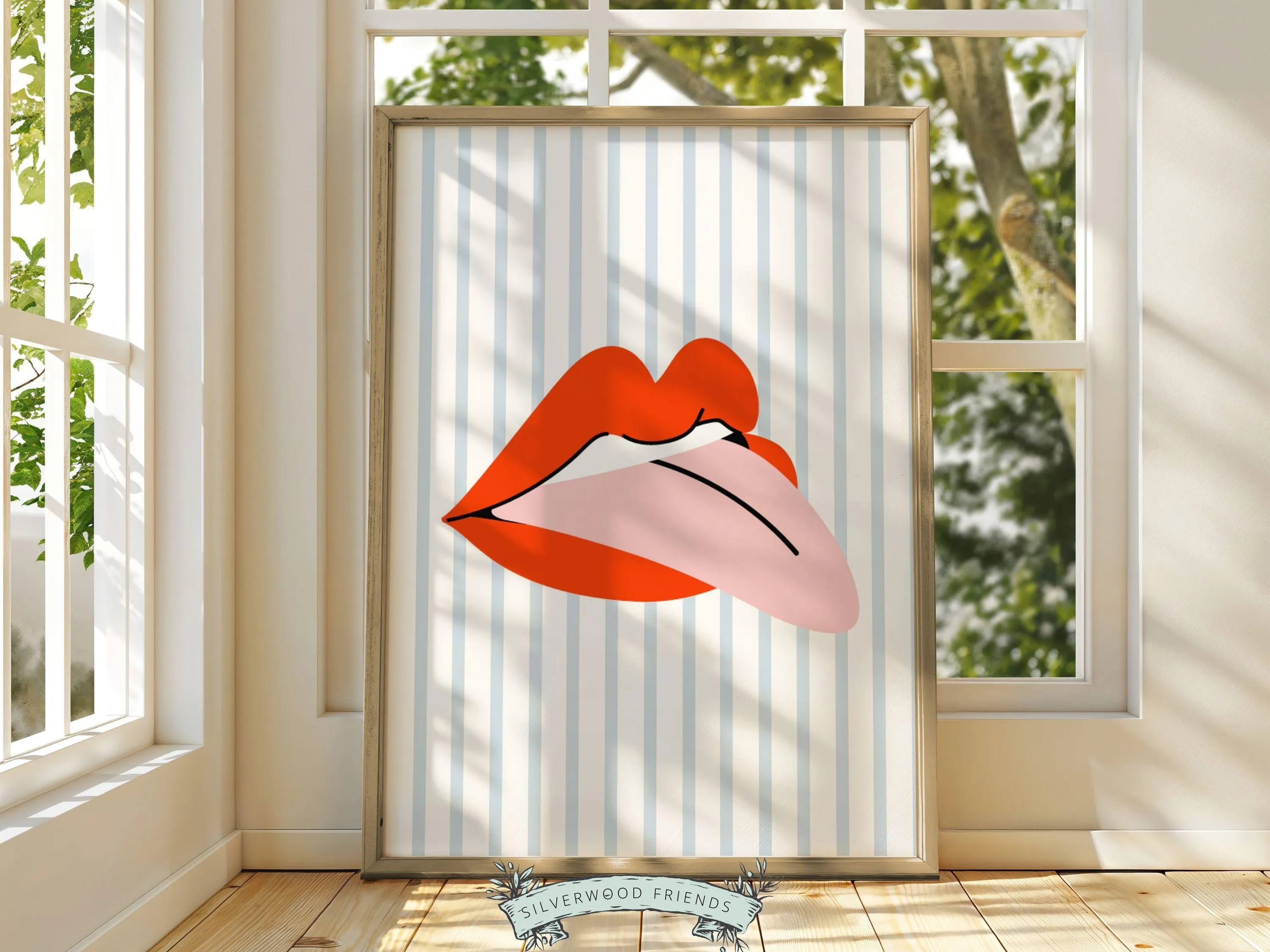 Red Lipstick Lips Print - 001