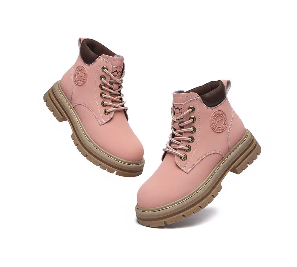 Women Leather Boots Wool Lining Lace-Up Aubrey