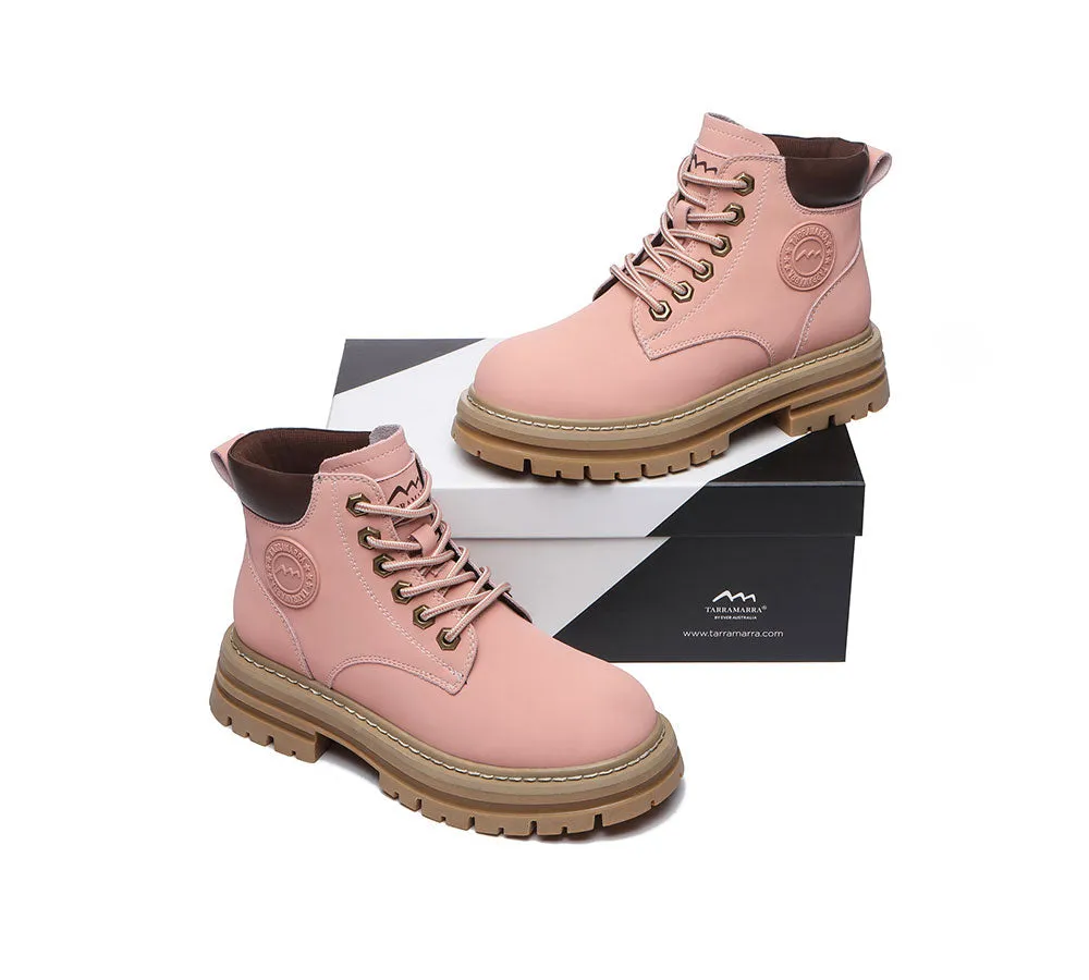 Women Leather Boots Wool Lining Lace-Up Aubrey