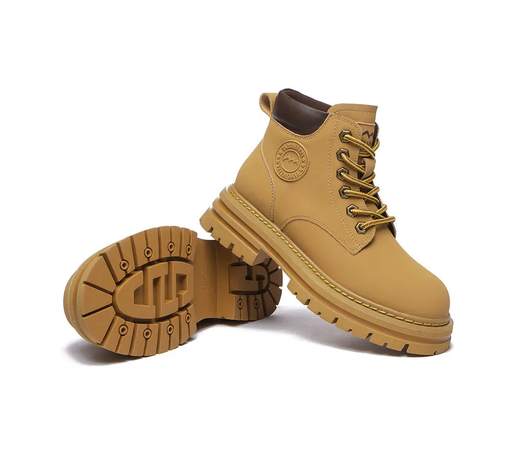 Women Leather Boots Wool Lining Lace-Up Aubrey