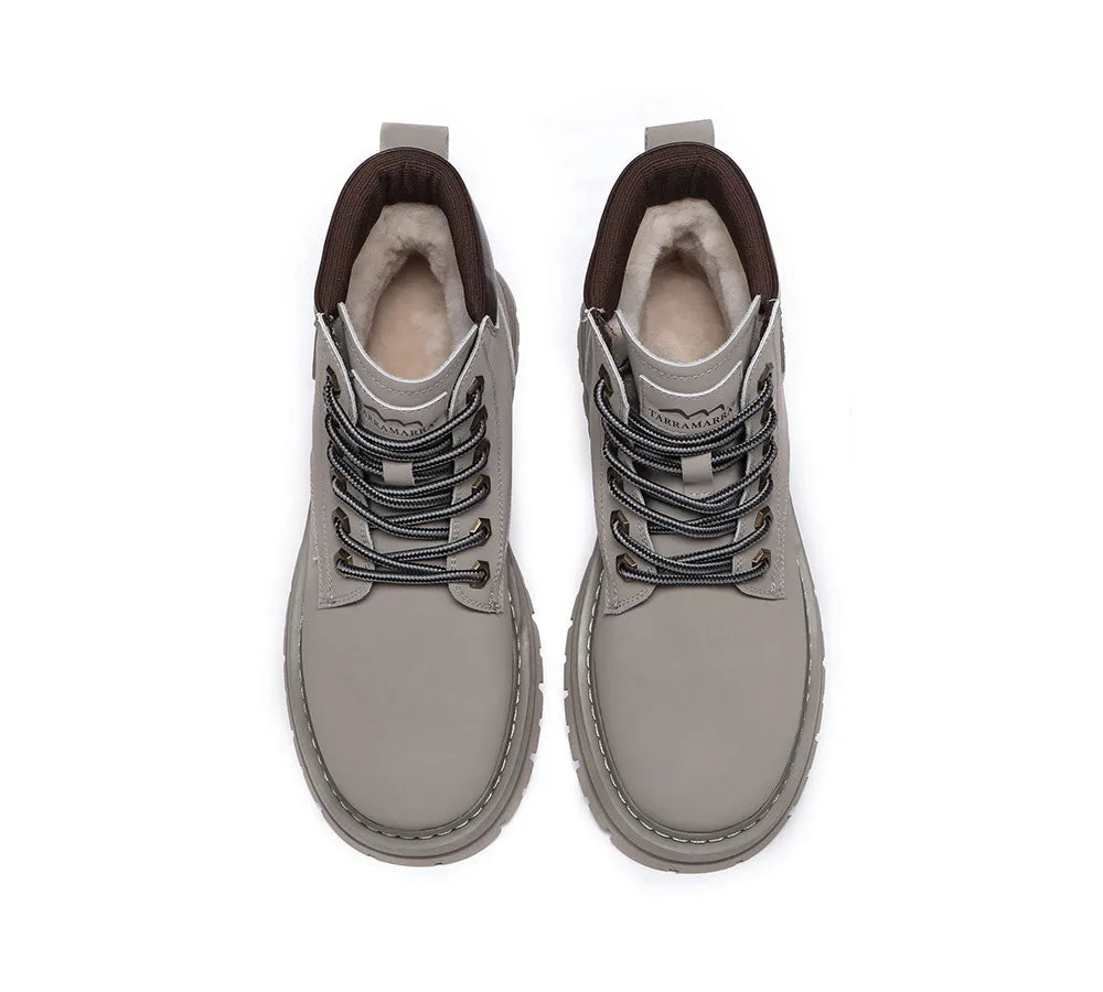 Women Leather Boots Wool Lining Lace-Up Aubrey